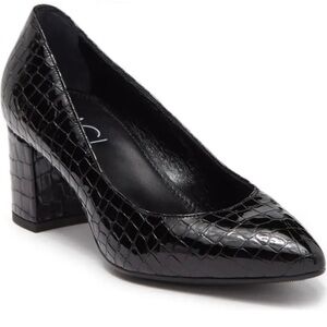 AGL black croc block heel pumps 40